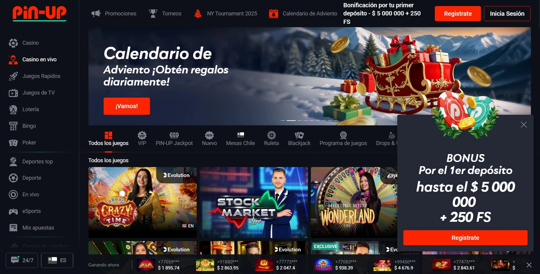 Pin-up casino en vivo
